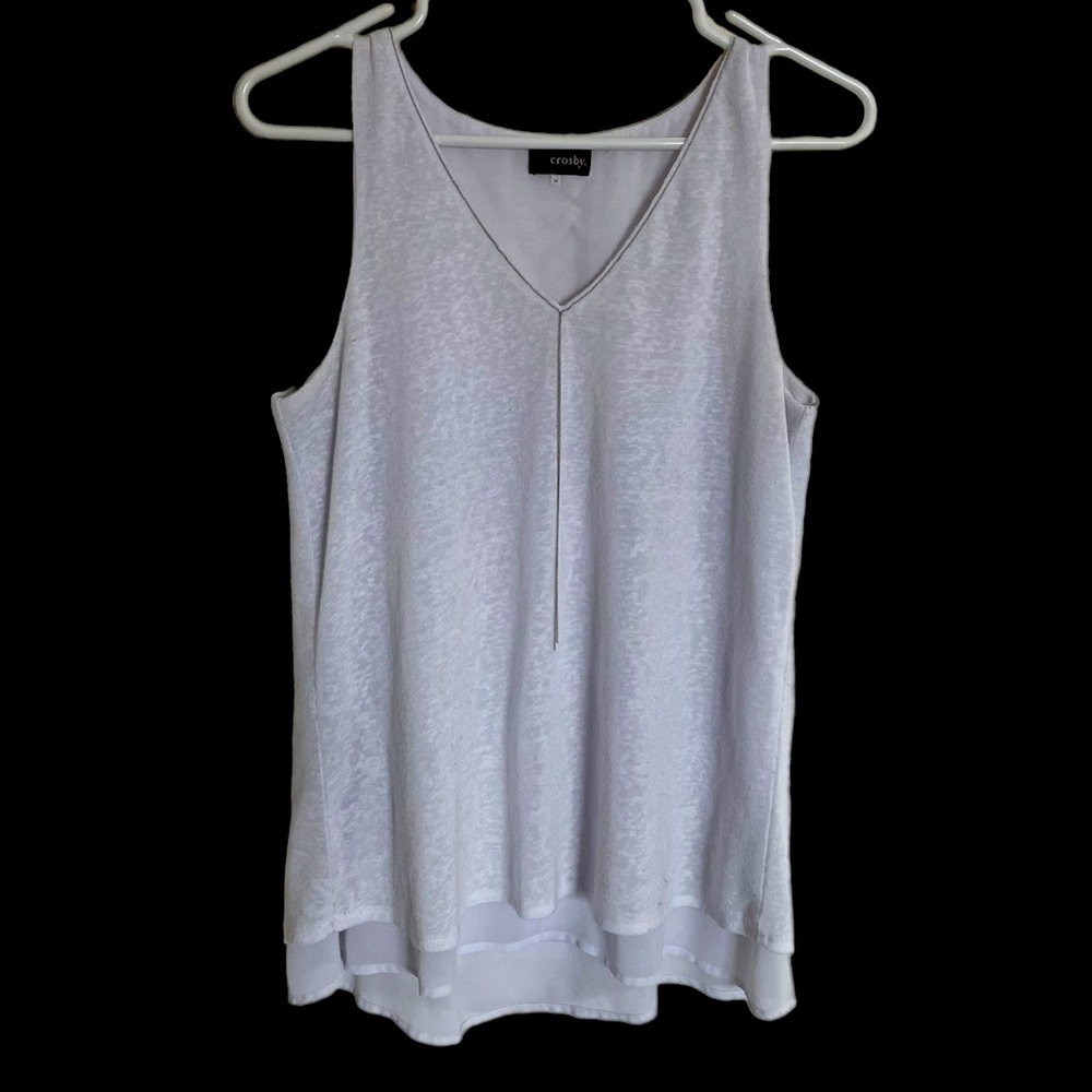 White Crosby Layered Tank, Size Medium